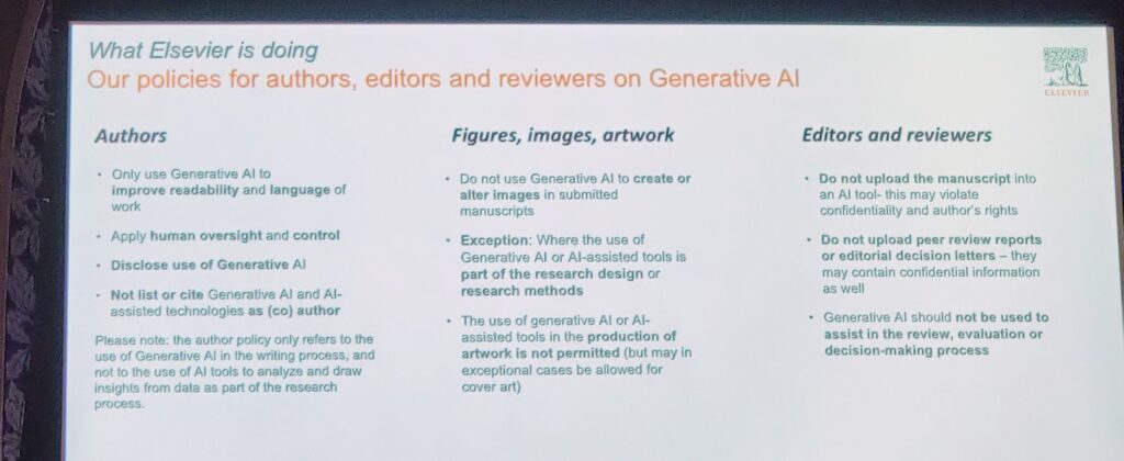 Slide showing Elsevier AI policies